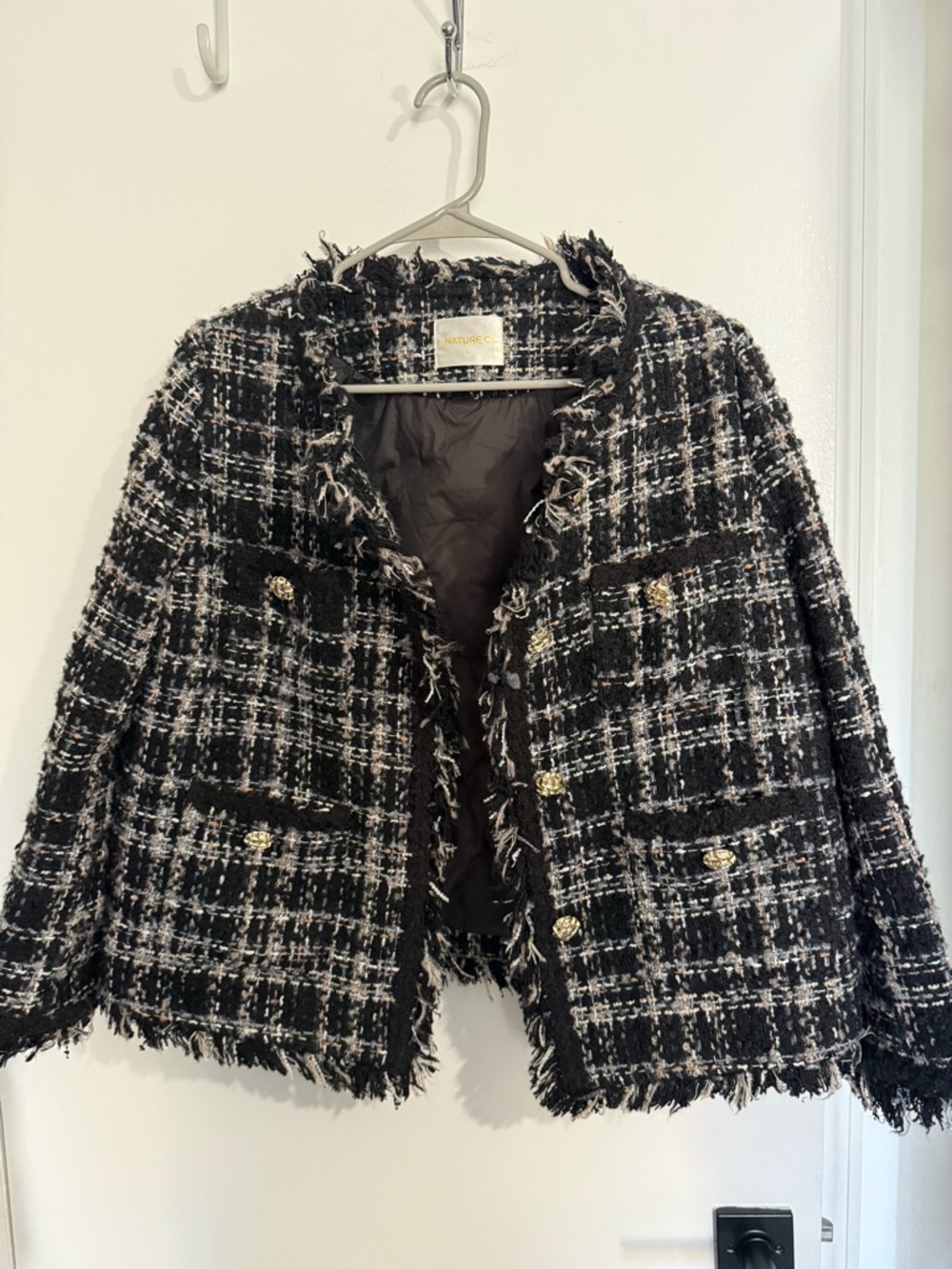Black & White Tweed Frayed Edge Jacket